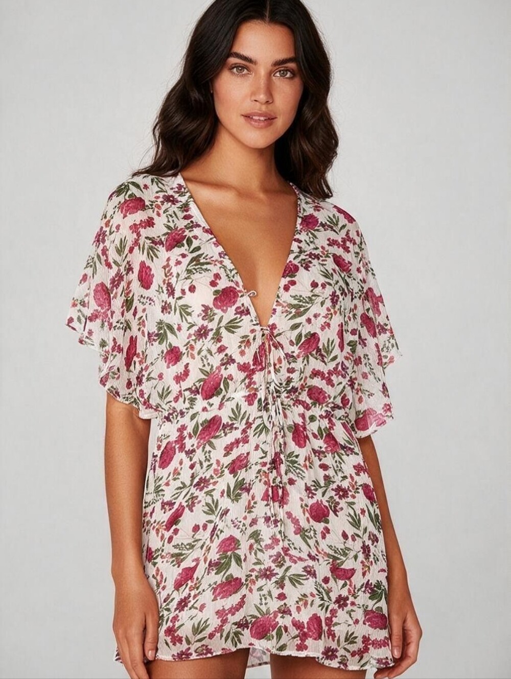 NWT ViX Paula Hermanny Clover Callie Caftan Floral Swim CoverUp Dress Size Small